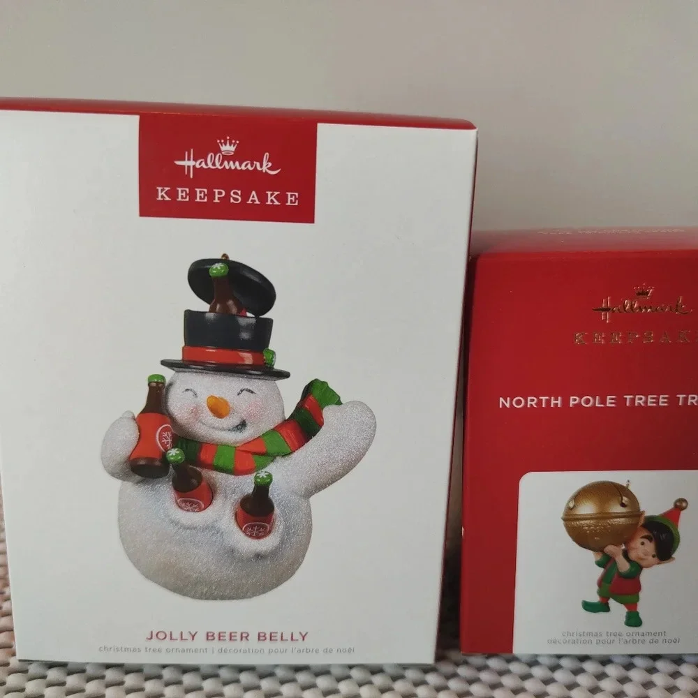 Hallmark Keepsake Christmas Ornaments Set of 3 Dad Gift Jolly Beer Belly Snowman